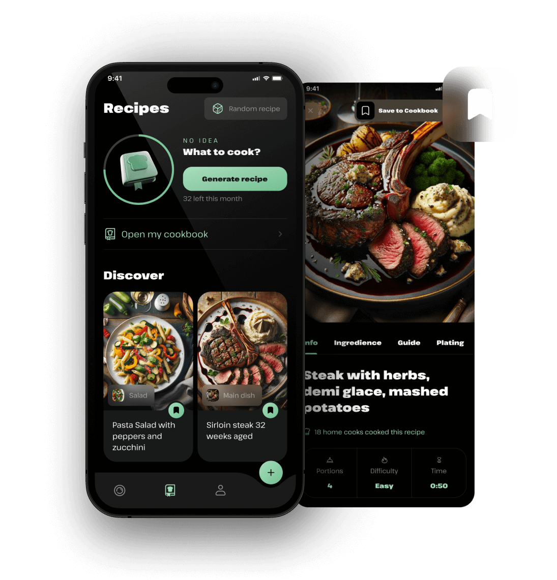 Phone with app mock of AI recipe generation